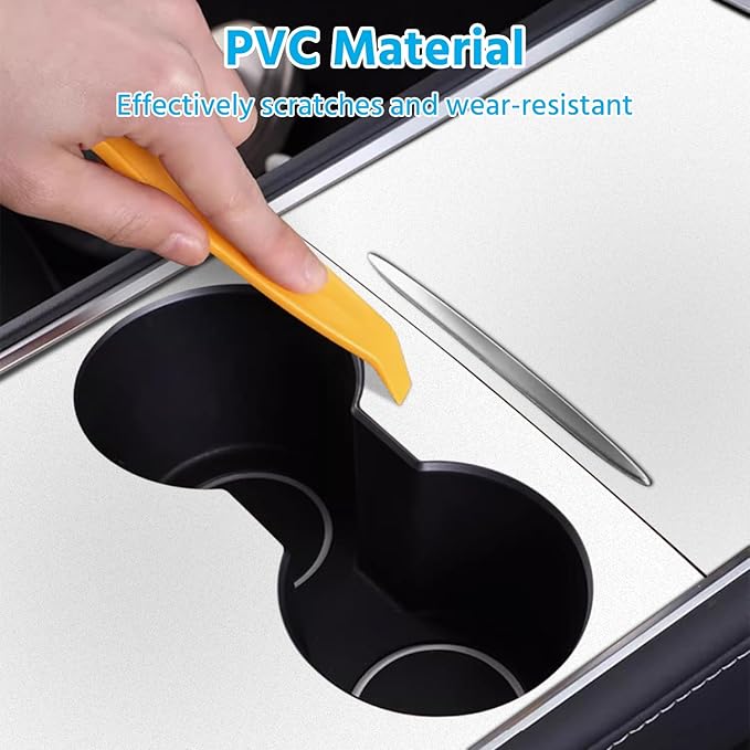 Farmogo Center Console Wrap Kit for Tesla Model Y 2020-2024 & Model 3 2021-2023 2PCS Center Console Cover Interior Decoration Wrap Kit for Tesla Model 3/Y Accessories (White)