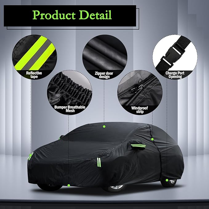 Car Cover Custom Fit for Toyota Corolla 2000-2025, Honda Civic 1991-2025, Waterproof All Weather Full Exterior Cover Rain Sun Protector Car Cover with Door Zipper