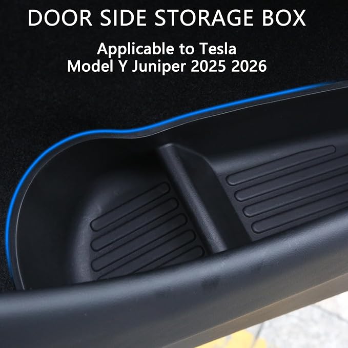 Door Side Storage Box for Tesla Model Y Juniper Accessories 2025 2026 Door Pocket Liners,TPE Front & Rear Side Organizer Tray Protector Liner (model Y Juniper) 4pcs Not fit 2026 Standard