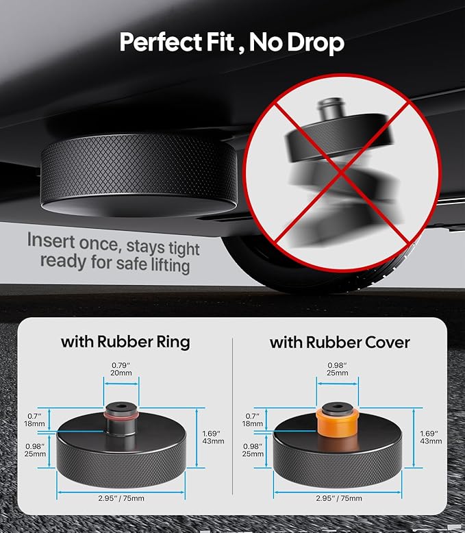 Wigoo Tesla Jack Pads for Model Y (Juniper) /3/S/X,【Heavy-Duty TPU, Battery Protection 】 Jack Lift Pucks, Odorless Non-Slip Tesla Accessories, Fits All Factory Jack Points, 4-Pack with Storage Case