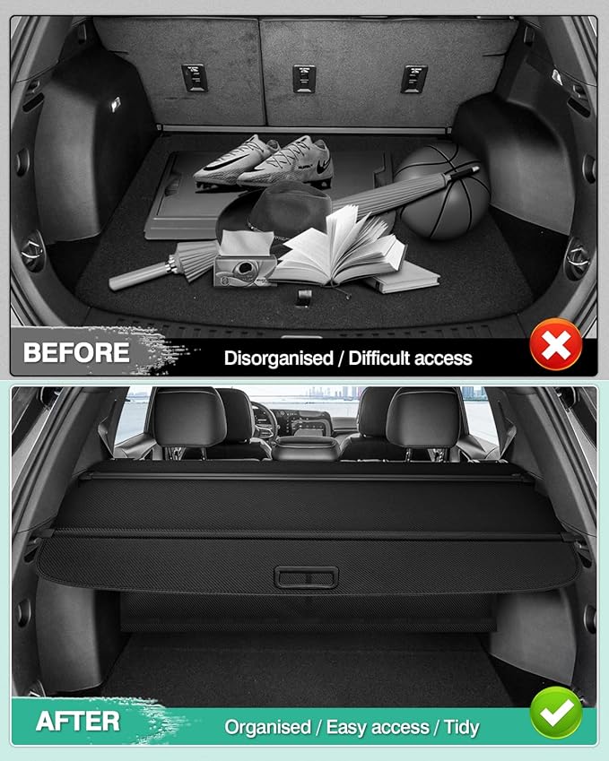 Powerty Cargo Cover for 2025 2026 Chevy Chevrolet Equinox & GMC Terrain Accessories Trunk Cover Retractable Trunk Shielding Shade Cargo Luggage Cover with Storage Cargo Net No Gap