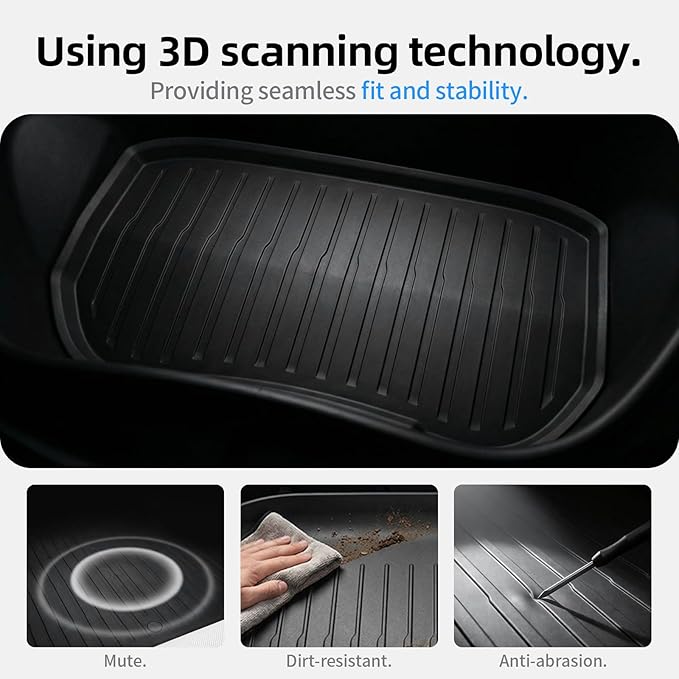6Pcs Floor Mats for Tesla Model 3 Highland 2024 2025 2026 Full Set, Injection Molded TPE Floor Liners Includes Frunk, Trunk & Lower Storage Mats, All Weather Waterproof Cargo Accessories