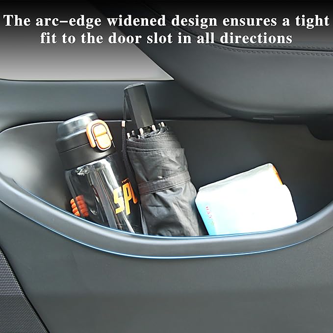 4pcs Door Pocket Organizer Set for tesla Model Y Juniper 2025 2026 Full-Coverage TPE Tray Liners for Front Rear Door Slots Door Side Storage Box Model Y Juniper Accessories (Not fit 2026 Standard)