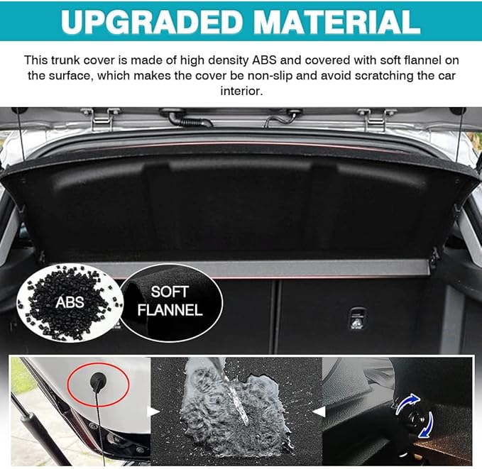 Powerty Cargo Cover for 2018-2023 Hyundai Kona Retractable Trunk Cover Trunk Shielding Shade for Kona Accessories Cargo Luggage Cover No Gap (Can Withstand Load)