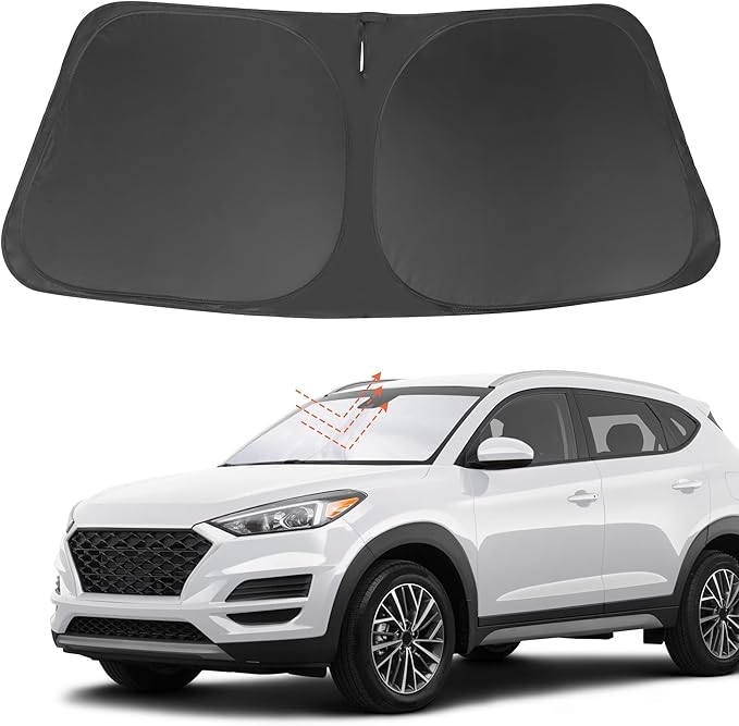 YYCKE Windshield Sun Shade Accessories Compatible with 2016-2021 Tucson(Not for 2022 Tucson) for Hyundai Foldable Sunshade Sun Visor Blocks UV