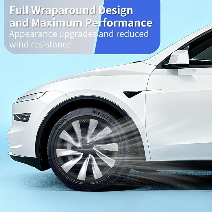 Tesla Model Y Juniper Rim Protector Fit 20" Helix 2.0 Wheels 2025-2026|Wheel Covers 20 inch|ABS Guard Hubcap Cover for Curb Rash Prevention| Model Y Juniper Accessories|Matte Black(Set of 4)
