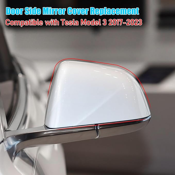 Jaronx Compatible with Tesla Model 3 Side Mirror Cover Replacement 2017 2018 2019 2020 2021 2022 2023 2024 2025, Driver Rear View Door Mirrors Cover Caps for Tesla Model 3 Accessories(Pearl White)