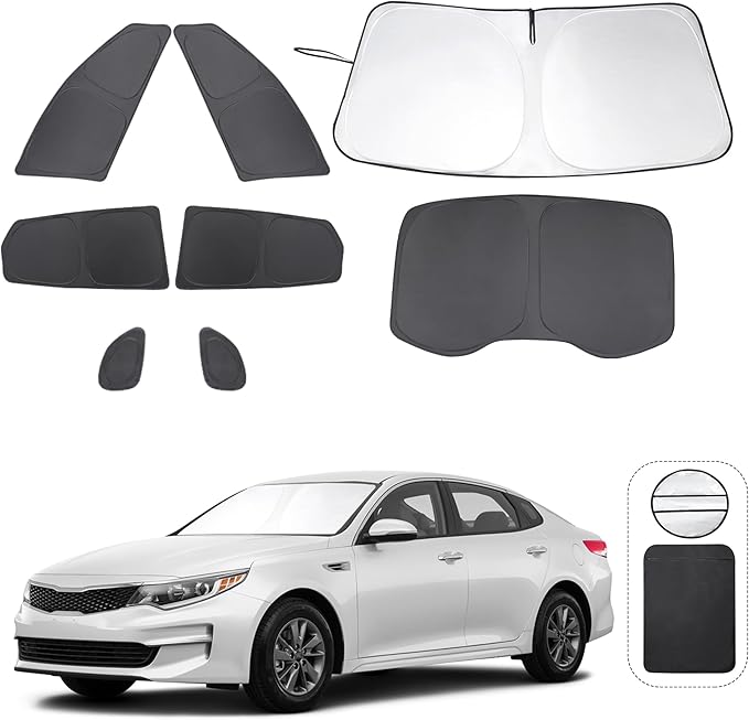 TINGLU Window Shades for Kia Optima 2016 2017 2018 2019 2020 (Not for 2021 KIA K5) Accessories Car Side Full Windows Windshield Sun Shade Sun UV Rays Privacy Protection for Camping 8PCS