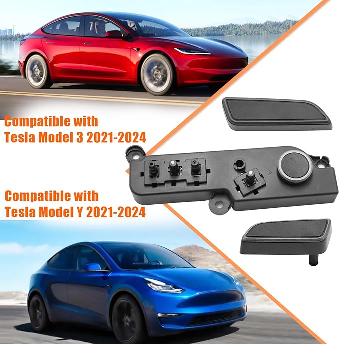Compatible with Tesla Power Seat Control Switch with Button Cover Model 3 Model Y 2021-2024, Front Right Passenger Side Seat Controller Backrest Cushion Adjuster Switch for Tesla Accessories