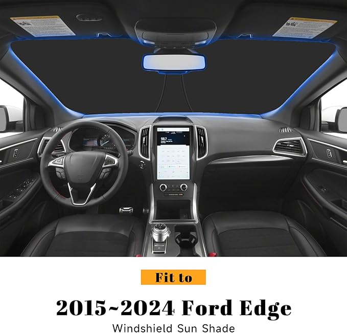 Car Windshield Sun Shade for Ford 2015-2024 Edge Accessories (OEM Design) Reflective Foldable Heat Insulation Sunshade for Ultimate Protection