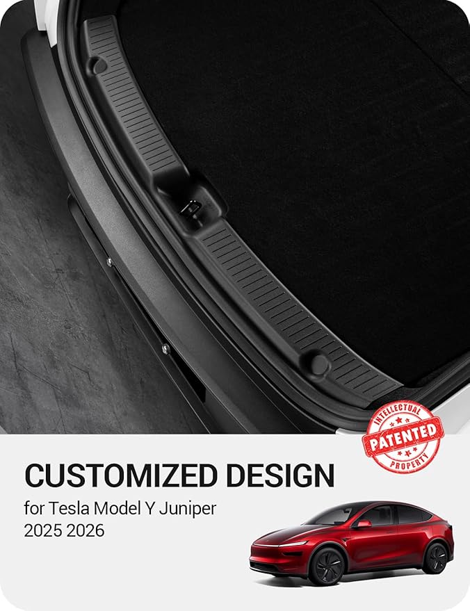 BASENOR Rear Bumper Guard for 2025 2026 Tesla Model Y Juniper TPE Trunk Sill Guard Protector [Proprietary Design] Model Y Juniper Accessories (Premium & Performance 2025/2026) Black