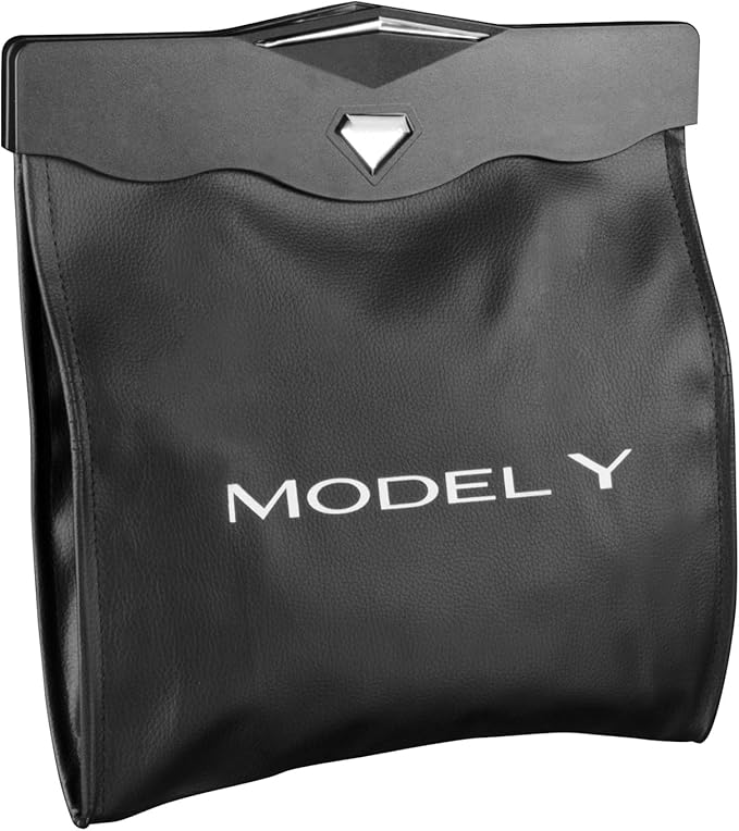 Motrobe Tesla Model Y Juniper Trash Can 2020-2026 Garbage Bag Garbage Bin [Strong Magnetic Buckle] Waterproof with LED Light Faux Leather Model Y Interior Accessories 2.5 Gallons