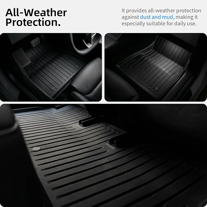 6Pcs Floor Mats for Tesla Model 3 Highland 2024 2025 2026 Full Set, Injection Molded TPE Floor Liners Includes Frunk, Trunk & Lower Storage Mats, All Weather Waterproof Cargo Accessories