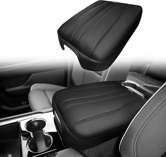 Muslogy Center Console Armrest Cover Fit for Chevy Silverado GMC Sierra 2019-2026, GMC Yukon & Chevy Tahoe & Suburban 2021-2026 Accessories, Armrest Pad Console Lid Cushion Vegan Leather Regular Thick