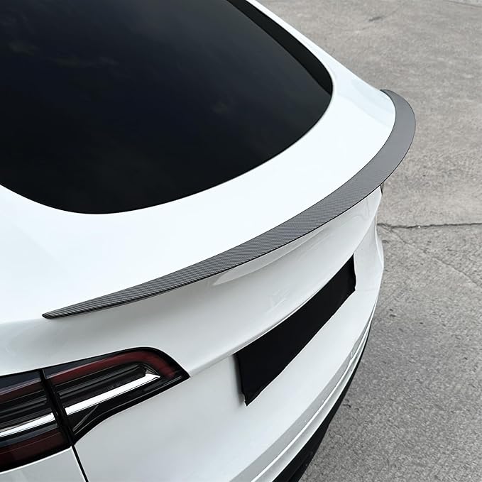 Spoiler Fit for Tesla Model Y 2020-2024, Upgrade ABS Material Rear Spoiler Wing OEM Rear Trunk Lip, Model Y Accessories, Matte Carbon Fiber