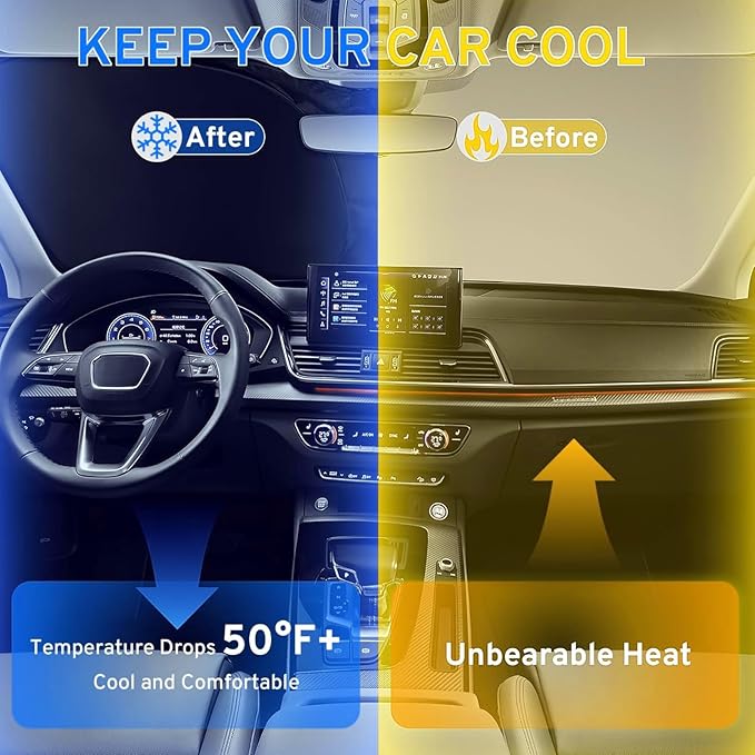 Car Windshield Sunshade Compatible with Chevy 2019-2025 Silverado 1500 ONLY, Front Window Shades Foldable Windshield Cover Reflective Sun Visor Protector - Keep Your Car Cool