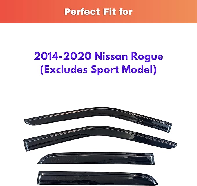 KPY Rain Guards Fit for 2014-2020 Nissan Rogue, Out-Channel Window Visors Vent Wind Deflectors 4PC, Car Accessories for 14-20 Rogue (Excludes Sport Model)