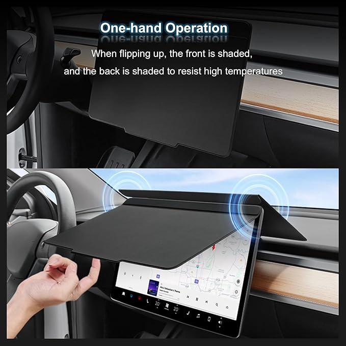 Screen Protector Cover for Tesla Model 3 Highland 2024+ & Model Y Juniper 2025+, Navigation Screen Sun Shade Protector for Tesla Model 3 & Model Y 2017-2024, 15"-15.4" Touchscreen Protection (Black)