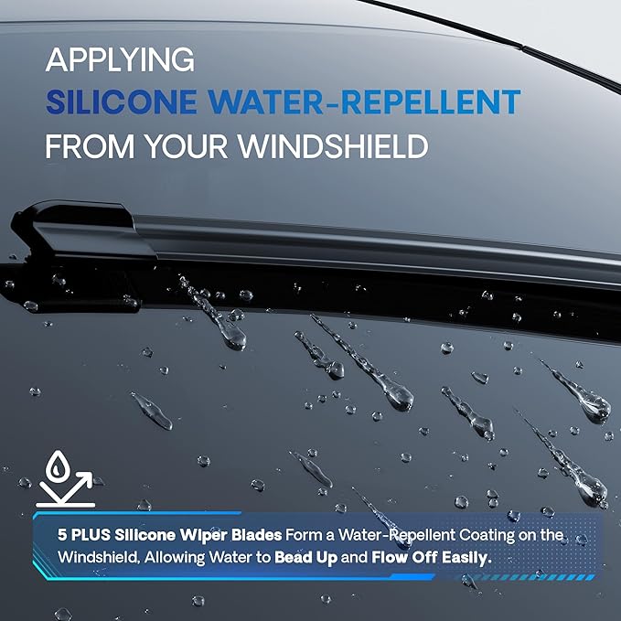5 PLUS® Silicone Wiper Blades 22 21 Inch Replacement For 2021-2011 JEEP Grand Cherokee/2022-2011 DODGE Durango/2014-2005 TOYOTA Tacoma/2014-2009 HONDA Pilot Wiper Blades For My Car