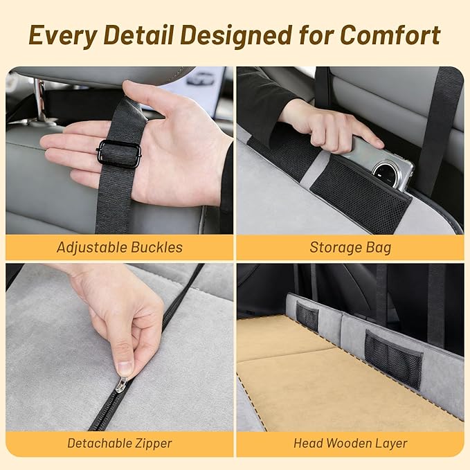 Car Mattress for SUV Trunk, Foldable Non-Inflatable Sleeping Platform, Air Mattress Upgrade Alternative, SUV Sleeping Pad/Camping Bed, Easy to Use, Essential Car Camping Accessories for Outdoor Travel