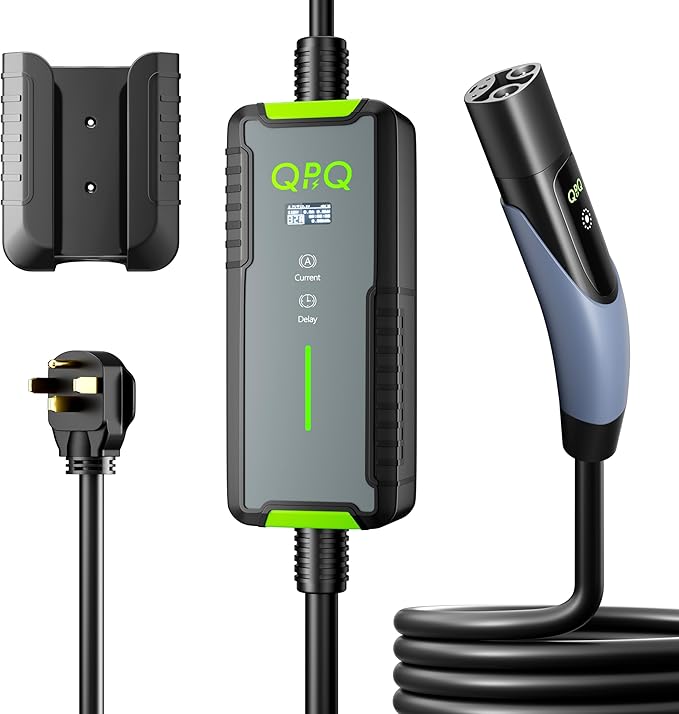 QPQ Level 2 Tesla Charger 32A, Portable Electric Car EV Charger for Tesla Models Y/X/3/S, 21FT Cable 240V NEMA 14-50 Plug, NACS Connector, 7.68KW Home EV Charging Station