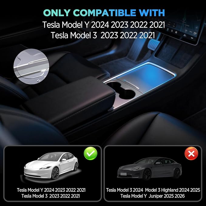 USB Docking Hub for Tesla Model 3/Y Waterproof - Fast Charger for Model Y/3 Accessories 2024 2023 2022 2021 4Ports Retractable Docking Station, 2 Type-C Fast Charging Cables (Not Fit Model 3 2024)