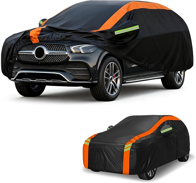Car Cover for Benz-GLE350/GLE450/GLE43/GLE53/GLE63 2015-2026, Multi-Layer Automobiles Covers Waterproof All Weather with Zipper Door, Sun Rain Snow Dust Protection