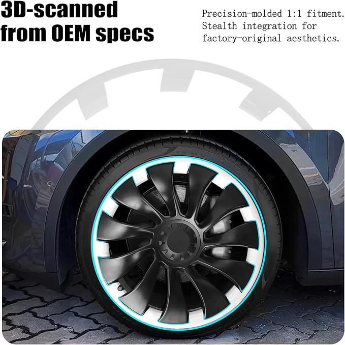 Wheel Rim Protect for Tesla Model Y 21" (2020-2024), Easy-Install Hubcaps Wheel Cover, Scratch-Resistant Car Tire Trim Rings, Stylish Design for Induction Wheels, Peal White 4Pcs Model Y Accessories