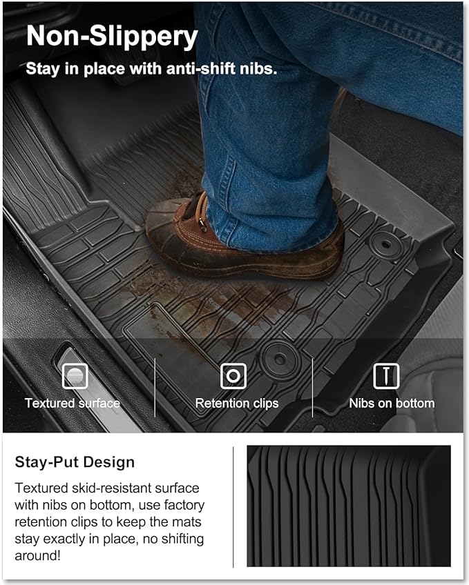 KIWI MASTER Floor Mats for 2021-2026 Jeep Grand Cherokee L, OEM Replacement 82216640AA, Custom Fit All Weather Car Mats, Heavy Duty TPE Floor Liners, Front & Rear 3 Row, Black