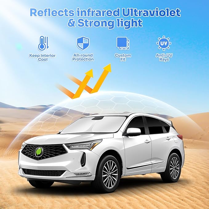 Sunshades for 2019-2025 2026 Acura RDX Accessories Windshield Sun Shade Side Rear Window Shade Cover Sun Visor Shield Privacy Protection for Camping Keep Vehicle Cool Black 8PCS
