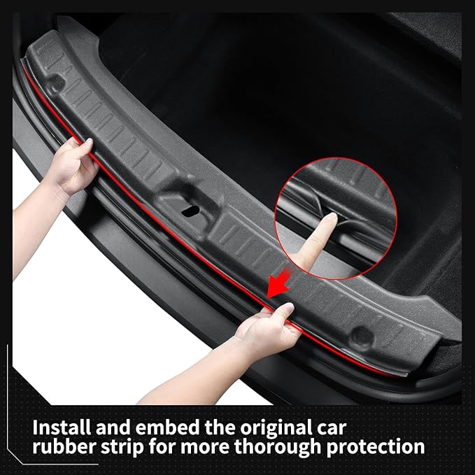 LUCKEASY Rear Bumper Guard for Tesla Model Y Juniper 2025 2026 Rear Trunk Bumper Guard Sill Cover Protector For Model Y Accessories TPE Black