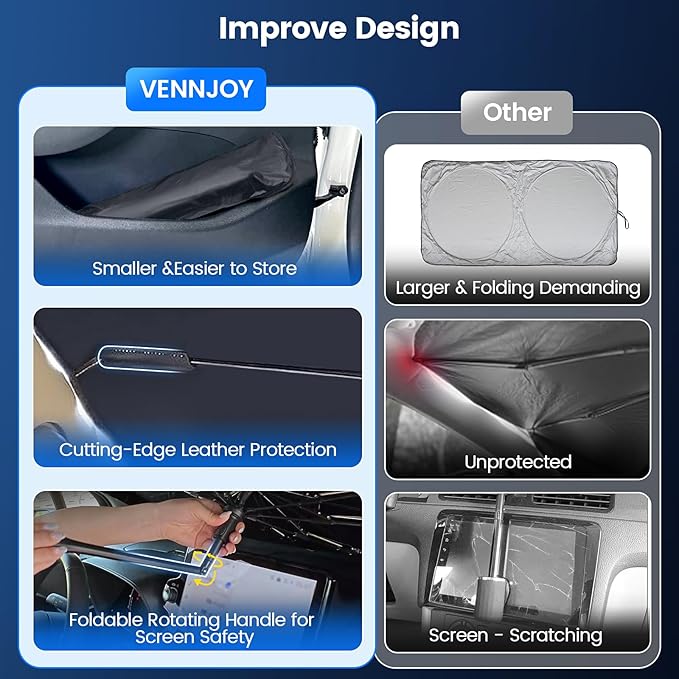 Windshield Sun Shade Umbrella for Chrysler Pacifica 2017-2025,Heat Blocking Keep Car Cool,UV Protection Windshield Sunshade, Emergency Rain Shield&Dashboard Protector-Thickened ICY Silver