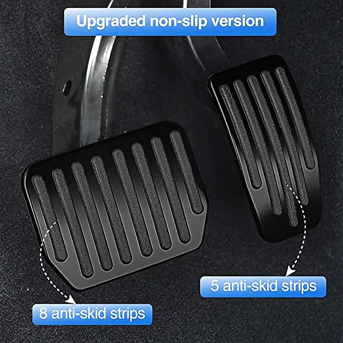 Foot Pedal Pads Set for 2022-2025 Tesla Model 3 Model Y, Non-Slip Aluminum+Rubber Car Accessories Brake & Accelerator Pedal Covers for Model 3/Y (Black)