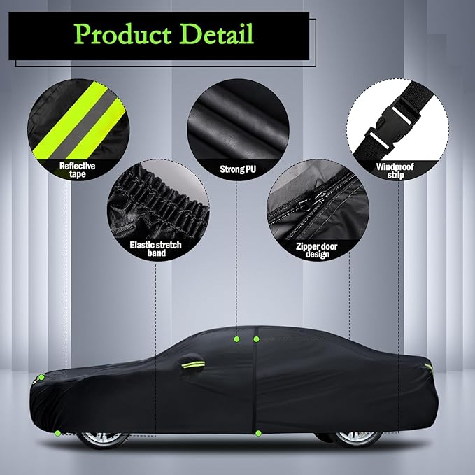 Car Cover Custom Fit for Dodge Charger 2006-2025, Waterproof All Weather Full Exterior Cover Rain Sun Hail Protector Car Cover with Door Zipper
