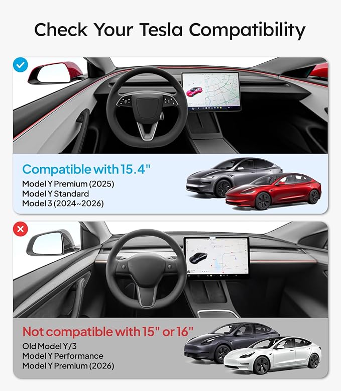 Wigoo Tesla New Model Y Juniper & Model 3 HD Screen Protector [No Fingerprint & HD Clear] Model 3 Highland/New Model Y Juniper Accessories, 15.4" Tempered Glass Protector with Alignment Kit