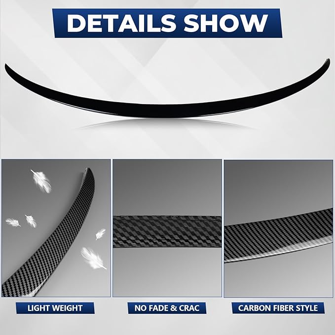 Spoiler Fit for Tesla Model Y Juniper 2025-2026 Spoiler | Carbon Fiber OEM-Style Rear Wing | Easy Drill-Free Installation | Standard & Performance Models