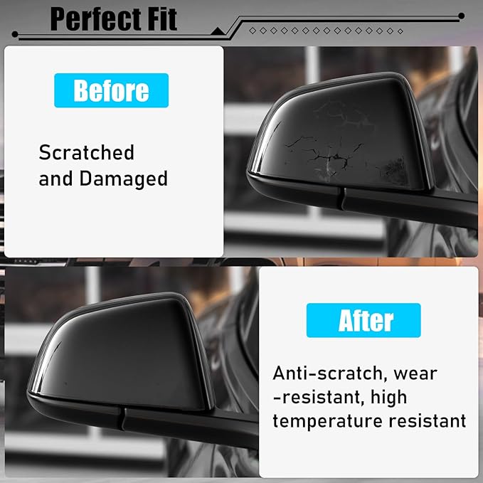 Jaronx Compatible with Tesla Model 3 Side Mirror Cover Replacement 2017 2018 2019 2020 2021 2022 2023 2024 2025, Passenger Door Wing Rear View Mirror Cover Caps for Tesla Model 3 Accessories(Black)