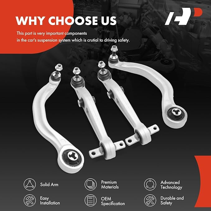A-Premium Set of 4, Front Forward and Rearward Lower Control Arm Kit, with Ball Joint & Bushing, Compatible with Tesla Model Y 2020 2021 2022 2023