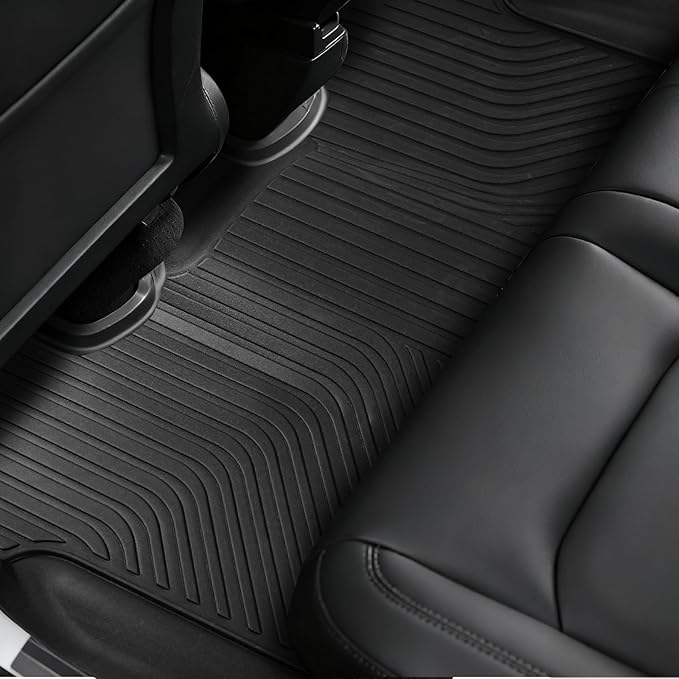 Floor Mats Replacement for Tesla Y 5-Seater 2020-2024, TPE All Weather Custom Fit, Front & Rear 3PCS | Heavy Duty, Easy Clean - Black