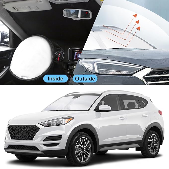 YYCKE Windshield Sun Shade Accessories Compatible with 2016-2021 Tucson(Not for 2022 Tucson) for Hyundai Foldable Sunshade Sun Visor Blocks UV