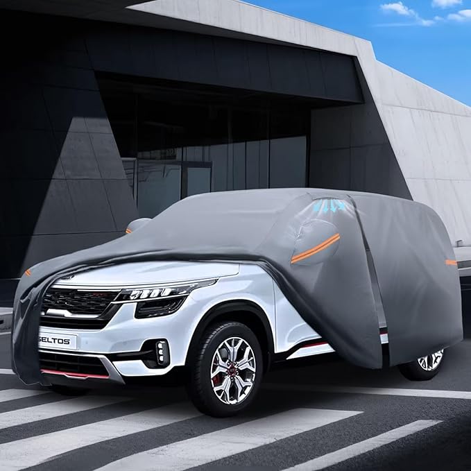 Waterproof Kia Seltos(2019-2026) Car Cover with Breathable Vents, [2026 Upgrade] Premium Covers with Cotton Liner and Zipper Door, Sun Rain Snow Dust Uv Protection.(Gift with Towel)