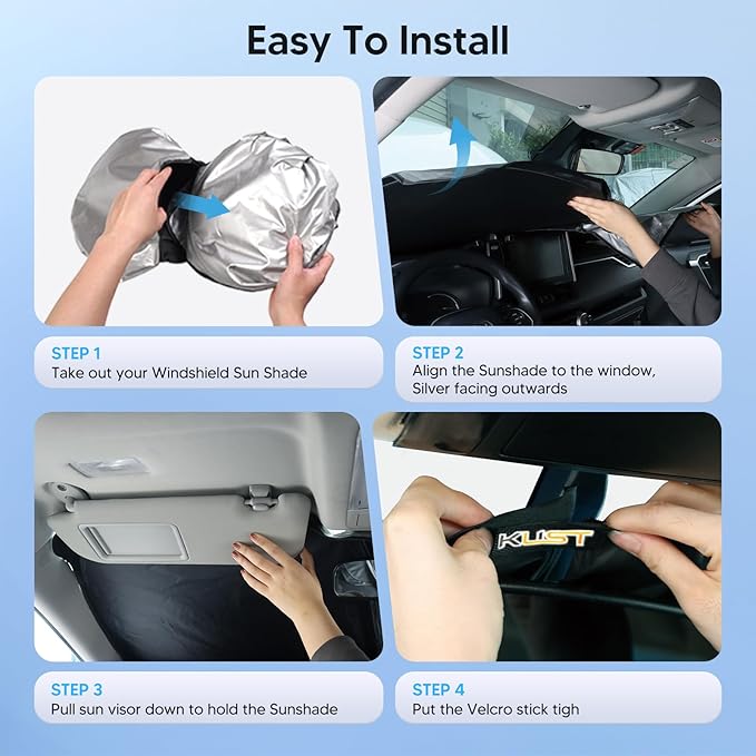KUST Windshield Sun Shade for Acura RDX 2007–2010 2011 2012 Window Accessories Shade Sun Visor Cover Foldable Block UV Rays
