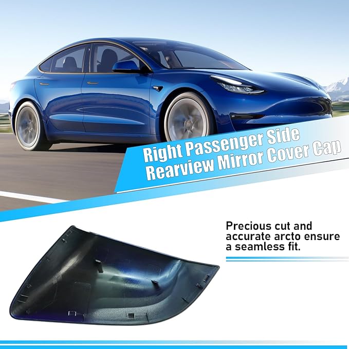 Jaronx Compatible with Tesla Model 3 Side Mirror Cover Replacement 2017 2018 2019 2020 2021 2022 2023 2024 2025, Passenger Side Rear View Door Mirror Cover Caps for Model 3 Accessories(Blue)
