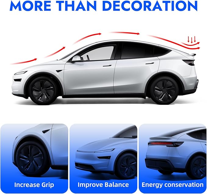 Spoiler for 2026 2025 Tesla Model Y Juniper ABS Material Rear Spoiler Wings Rear Trunk Lip 2025 2026 Tesla Model Y Juniper Accessories (Matte Black)