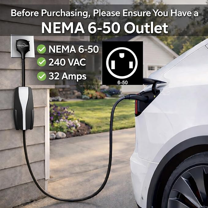 for Tesla NEMA 6-50 Adapter, Tesla Mobile Charger Adapter for Gen 2 and 3 ONLY, 240V Plug & 6-50 Outlet at 32 Amp 10-Inch