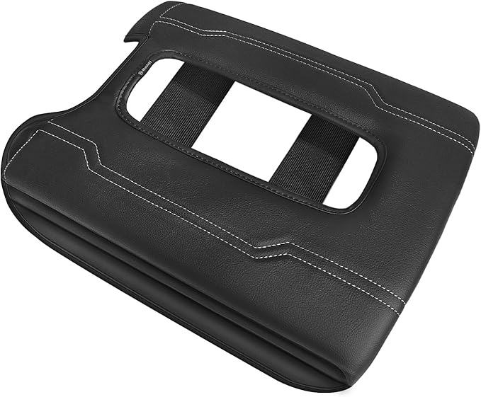 Muslogy Center Console Armrest Cover Fit for Chevy Silverado & GMC Sierra 1500 2500 3500 2014-2018 Accessories, Comfort Armrest Pad Console Lid Cushion Vegan Leather 1-Inch Extra Thick(Bucket Seat)