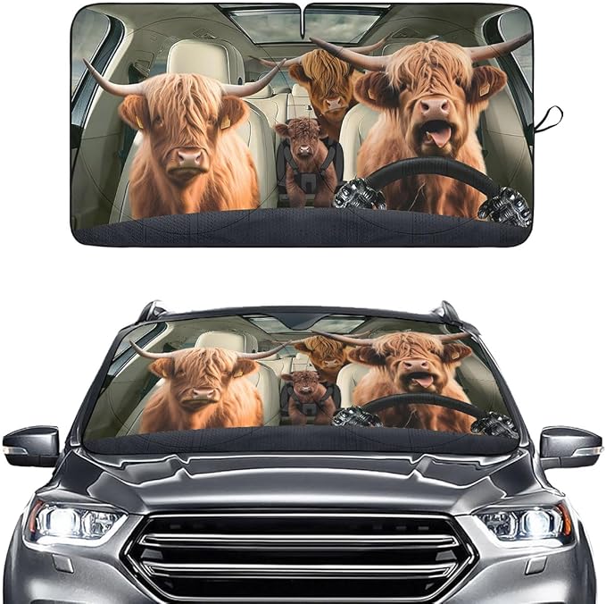 Horror Windshield Sun Shade for Car SUV Truck (55x30 Inches), Front Window Visor for Windows, Protector Blocks UV