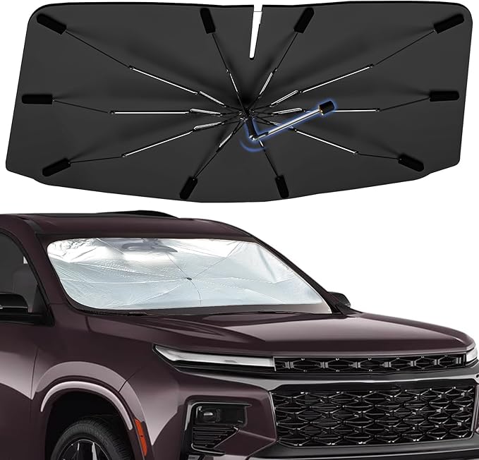 Windshield Sun Shade Umbrella for Chevrolet Traverse 2018-2026, Foldable Car Sunshade for Front Window, Highly Reflective Auto Sun Shield Visor for UV Protection, Keep Car Cool Accessories