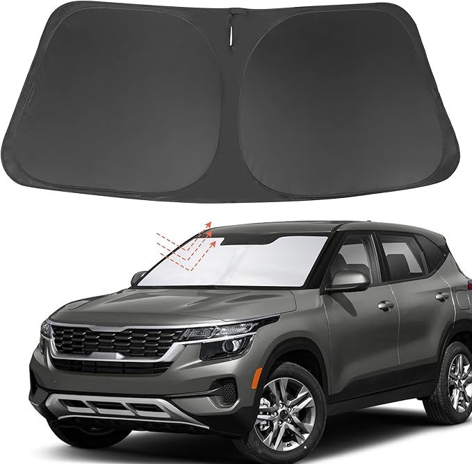 YYCKE Windshield Sun Shade Accessories Compatible with Kia Seltos 2021-2025 Foldable Sunshade Sun Visor Blocks UV