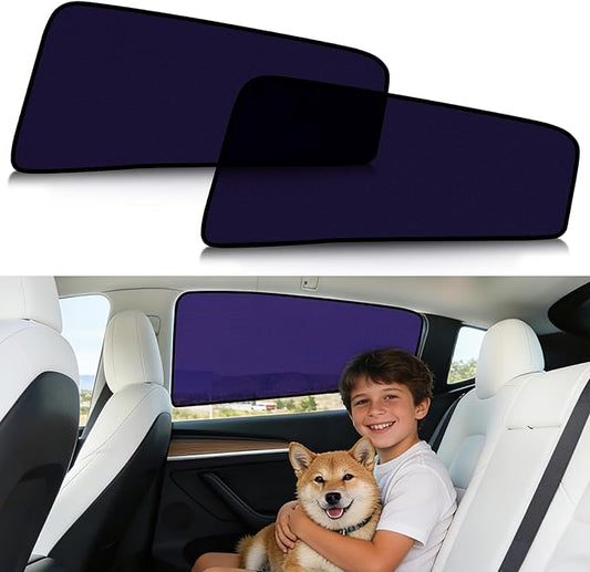 ZATOOTO Tesla Model Y Car Window Shade for Baby, Bluish-Purple Static Cling Car Shades for Back Window | Block Harsh Sunlight | UV Protection | Rear Window Sun Shade with Storage Bag | 2020-2024 |